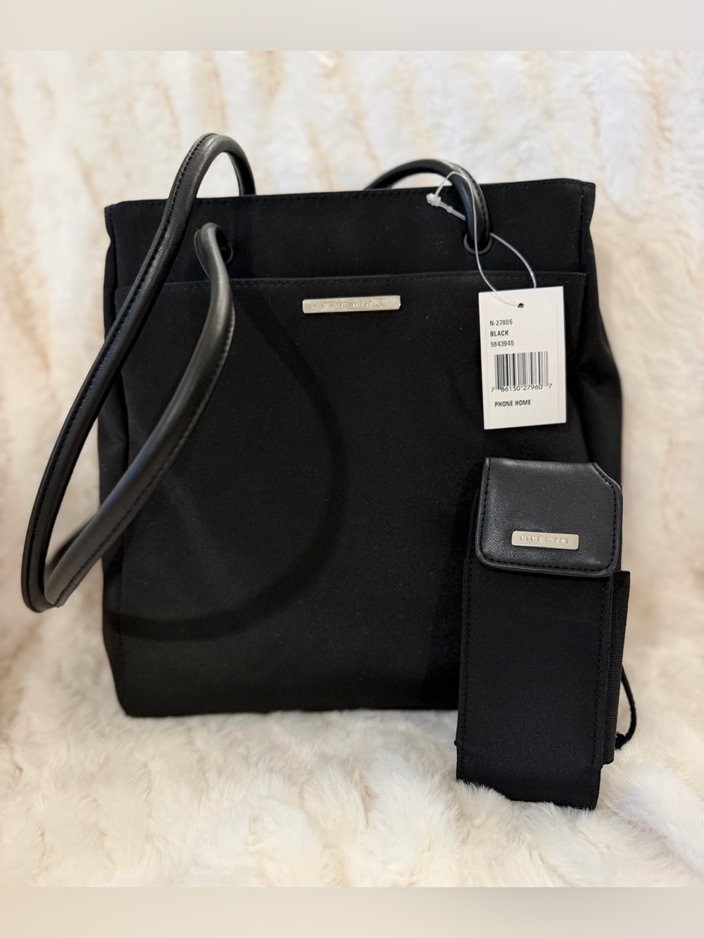 Nine West Black Tote with Matching Phone Pouch